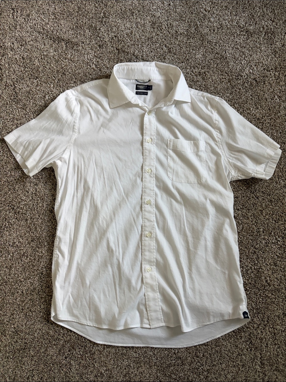 Faherty Cloud White The Movement Short-Sleeve Button-Down Shirt